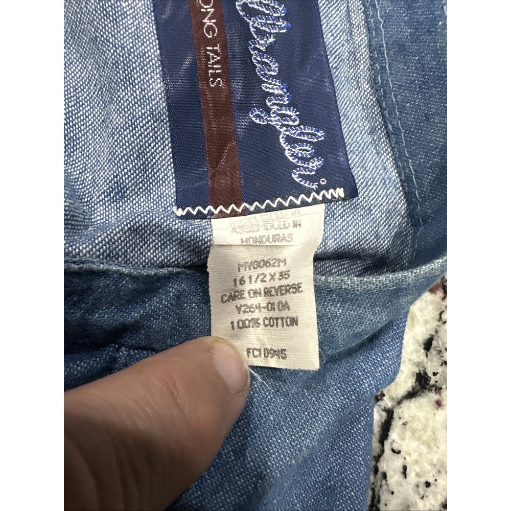 Vtg Mens 16 1/2-35 - WRANGLER X-Long Tails Western Cowboy Denim Jean Shirt - Picture 7 of 11